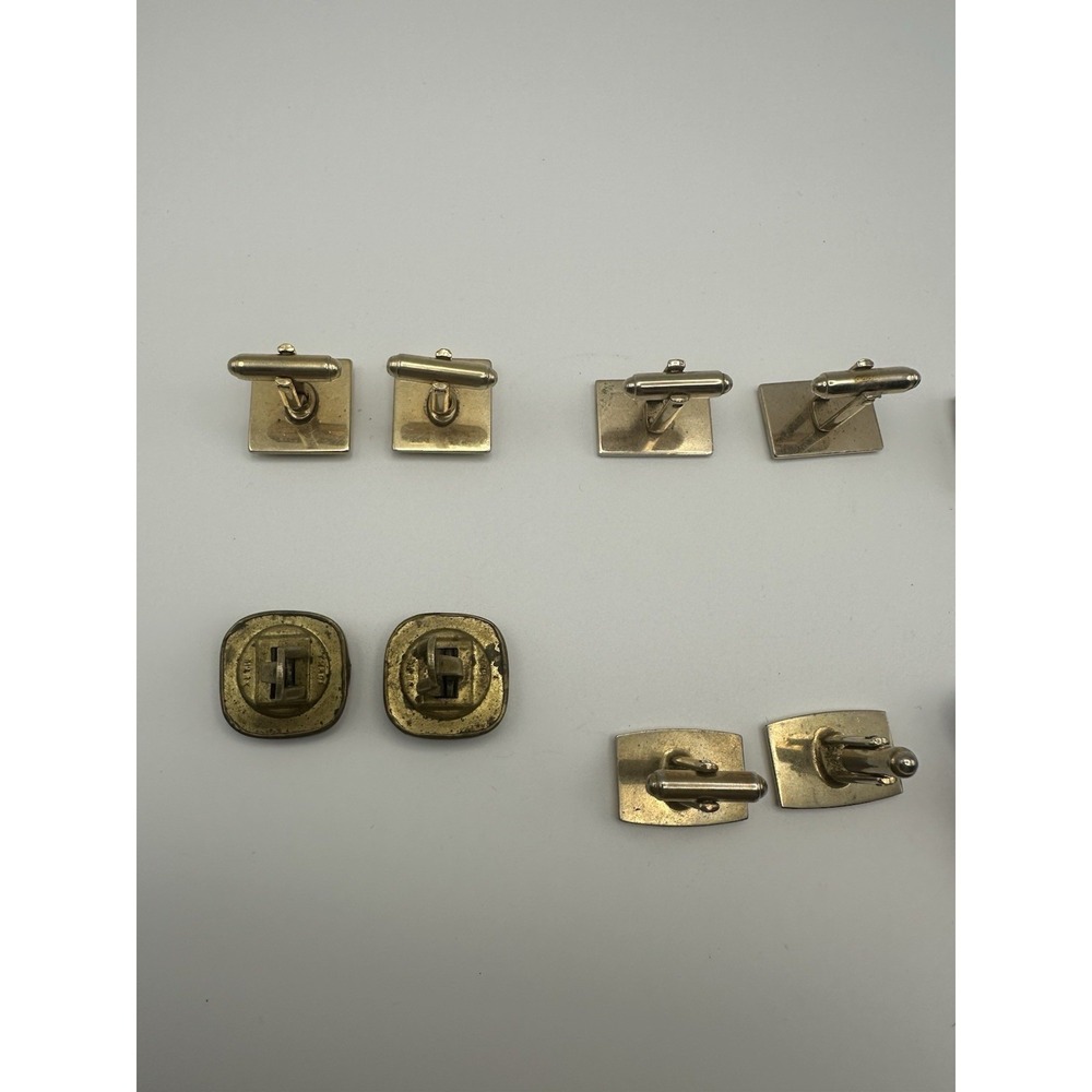 Vintage Cufflinks Lot 7 Pairs Blue Glass Mesh Equestrian Horse Initial J Mixed - Picture 6 of 8